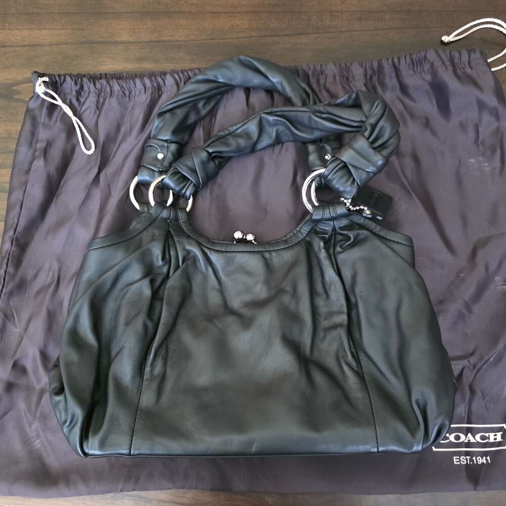 Coach Parker Black Soft Leather Kisslock Hobo Bag 13437